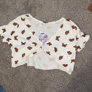 NWT monarch butterfly crop top size medium